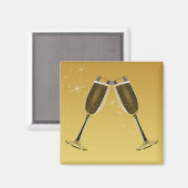 Champagne Glasses Celebration on Gold Magneet (Voorkant / Achterkant)