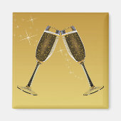 Champagne Glasses Celebration on Gold Magneet (Voorkant)