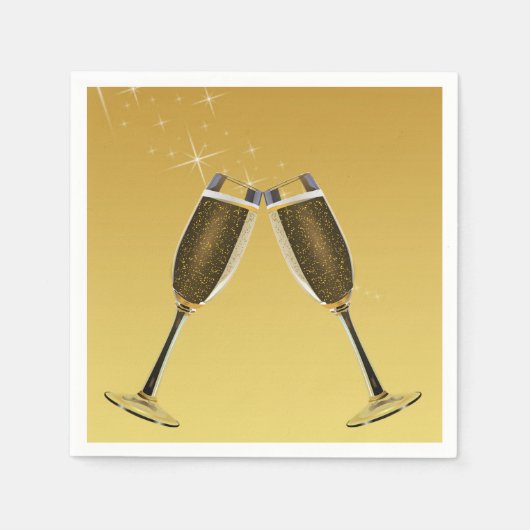 Champagne Glasses Celebration on Gold Servetten (Voorkant)