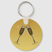 Champagne Glasses Celebration on Gold Sleutelhanger (Voorkant)