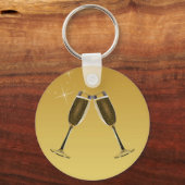 Champagne Glasses Celebration on Gold Sleutelhanger (Voorkant)