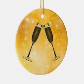 Champagne Glasses Celebration on Sparking Gold Keramisch Ornament (Rechts)