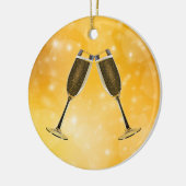 Champagne Glasses Celebration on Sparking Gold Keramisch Ornament (Links)