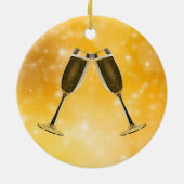 Champagne Glasses Celebration on Sparking Gold Keramisch Ornament (Achterkant)