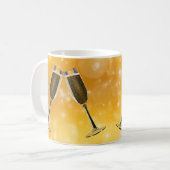 Champagne Glasses Celebration on Sparking Gold Koffiemok (Voorkant links)