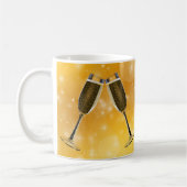 Champagne Glasses Celebration on Sparking Gold Koffiemok (Links)