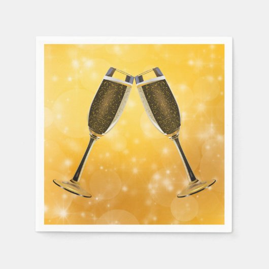 Champagne Glasses Celebration on Sparking Gold Servet (Voorkant)