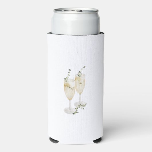 Champagne Glasses Engagement Party Gold Text Seltzer Blikjeskoeler (Seltzer Achterkant)