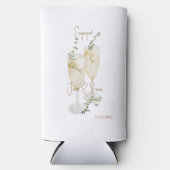 Champagne Glasses Engagement Party Gold Text Seltzer Blikjeskoeler (Voorkant)