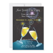 Champagne Glasses & Fireworks-New Year's Eve Party