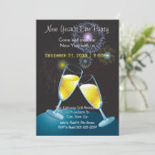 Champagne Glasses & Fireworks-New Year's Eve Party Kaart (Staand voorkant)