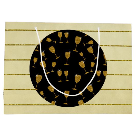 Champagne Glasses, Gift Bag - Large, Glossy Groot Cadeauzakje (Achterkant)