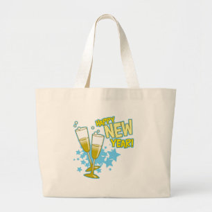 Champagne Glasses Happy Nieuwjaar Grote Tote Bag