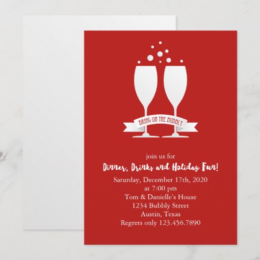 Champagne Glasses Holiday Kaart (Voorkant / Achterkant)
