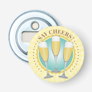 Champagne Glasses Open Button Flesopener