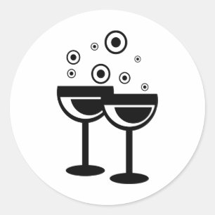 Champagne Glasses Ronde Sticker
