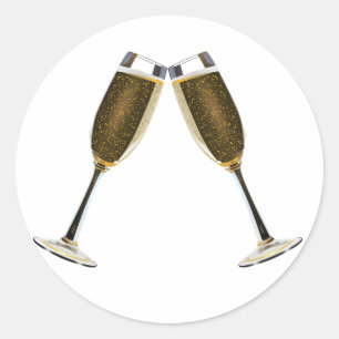 Champagne Glasses Ronde Sticker