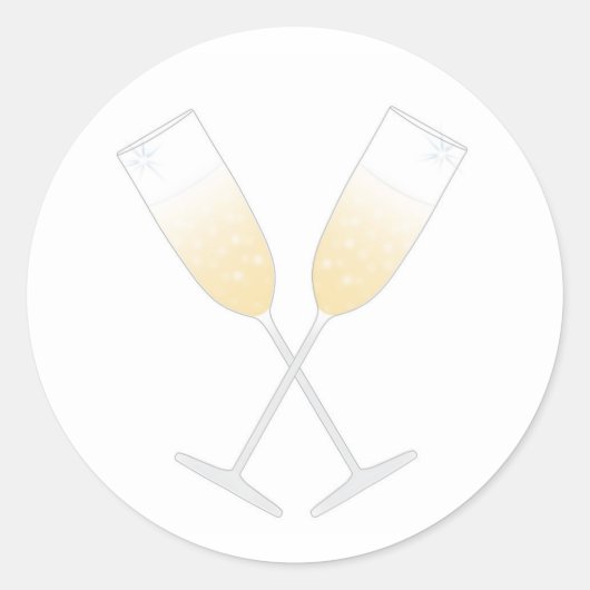 Champagne Glasses Ronde Sticker (Voorkant)