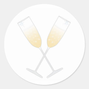 Champagne Glasses Ronde Sticker
