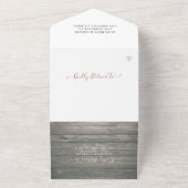 Champagne Glasses Rustic Wood String Light Wedding All In One Uitnodiging (Buitenkant)