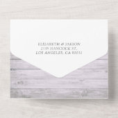 Champagne Glasses Rustic Wood String Light Wedding All In One Uitnodiging (Achterkant)