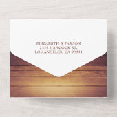 Champagne Glasses Rustic Wood String Light Wedding All In One Uitnodiging (Achterkant)