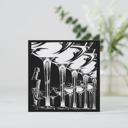 Champagne Glasses Silver Kaart (Staand voorkant)