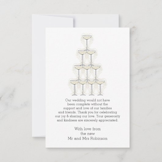 Champagne Glasses Simple Wedding Bedankkaart (Achterkant)