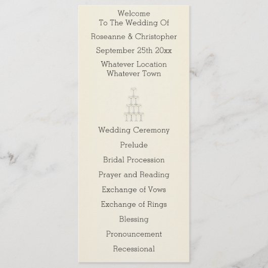 Champagne Glasses Simple Wedding Programmakaart (Voorkant)