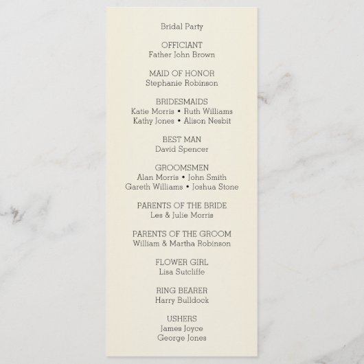 Champagne Glasses Simple Wedding Programmakaart (Achterkant)