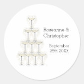 Champagne Glasses Simple Wedding Ronde Sticker (Voorkant)