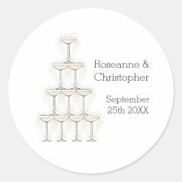 Champagne Glasses Simple Wedding Ronde Sticker