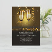 Champagne Glasses Uitnodiging Eve Nieuwjaar (Staand voorkant)