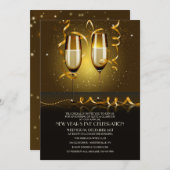 Champagne Glasses Uitnodiging Eve Nieuwjaar (Voorkant / Achterkant)