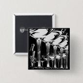 Champagne Glasses Vierkante Button 5,1 Cm (Voorkant /achterkant)