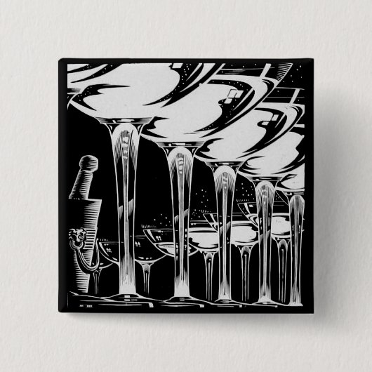 Champagne Glasses Vierkante Button 5,1 Cm (Voorkant)