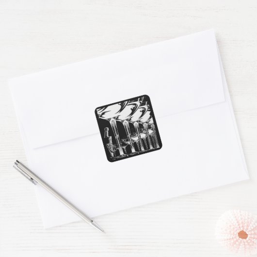 Champagne Glasses Vierkante Sticker (Envelop)