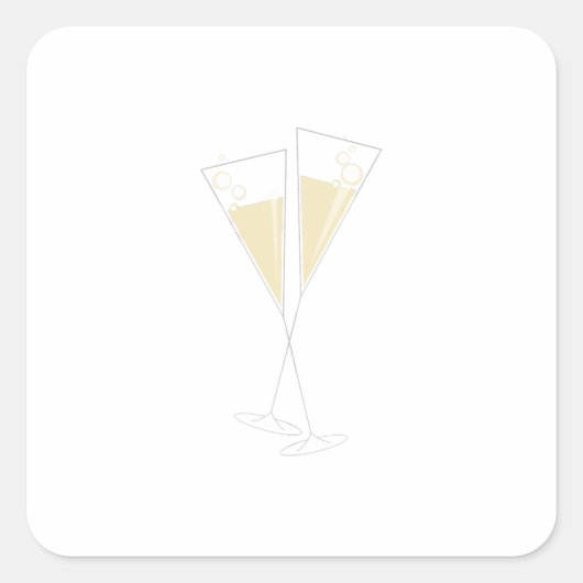 Champagne Glasses Vierkante Sticker (Voorkant)