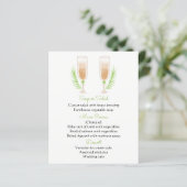 Champagne Glasses, Waterverf menu Groen/wit (Staand voorkant)