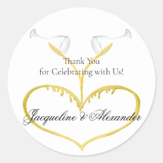 Champagne Glasses Wedding Classic Round Sticker