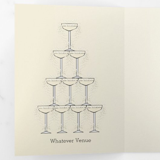 Champagne Glasses Wedding Drieluik Programma (Binnenzijde eerst)