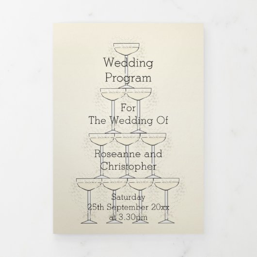 Champagne Glasses Wedding Drieluik Programma (Cover)