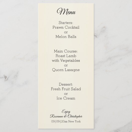 Champagne Glasses Wedding Menu (Voorkant)