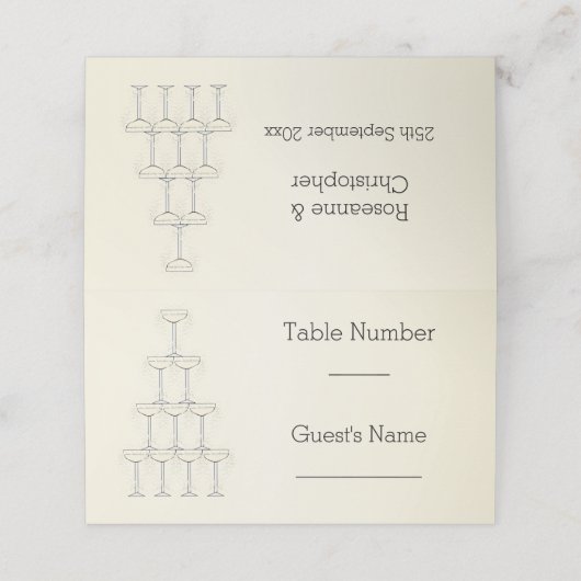 Champagne Glasses Wedding Plaatskaartje (Buitenkant ongevouwen)