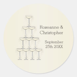 Champagne Glasses Wedding Ronde Sticker