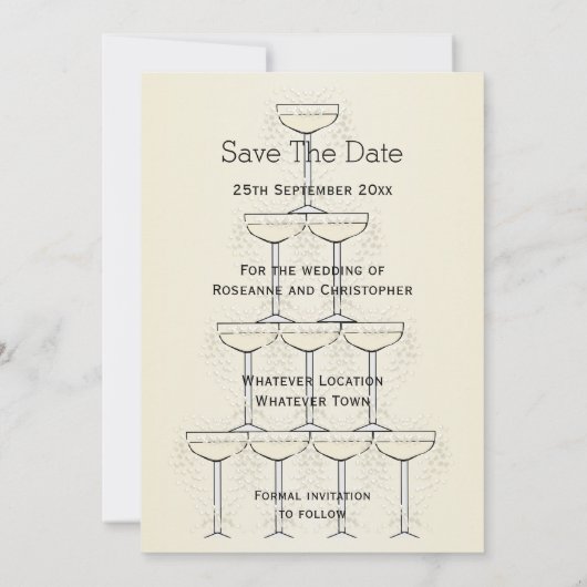 Champagne Glasses Wedding Save The Date (Achterkant)