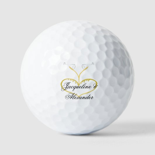 Champagne Glasses Wedding Theme Golf Balls Golfballen (Voorkant)