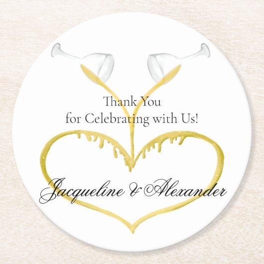 Champagne Glasses Wedding Theme Paper Onderzetter (Voorkant)