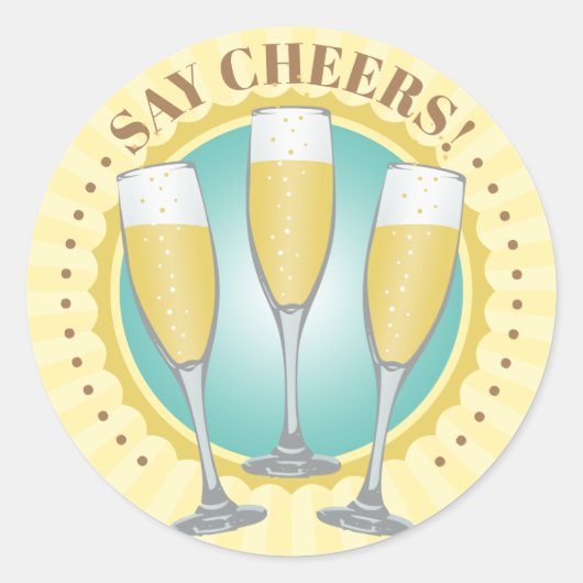 Champagne Glassic Round Sticker (Voorkant)