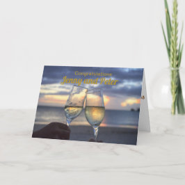 CHAMPAGNE GLAZEN AANGEBODEN OP EEN TROUWFEEST KAART